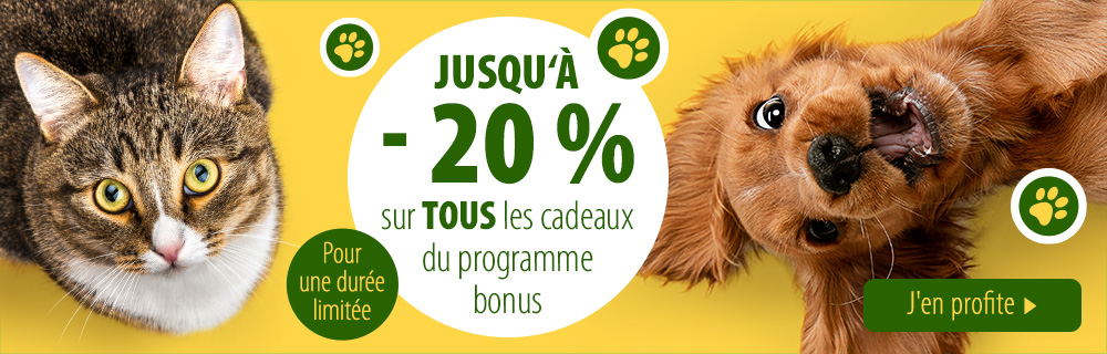 Jusqu'à 20 % de remise sur les produits du programme bonus !