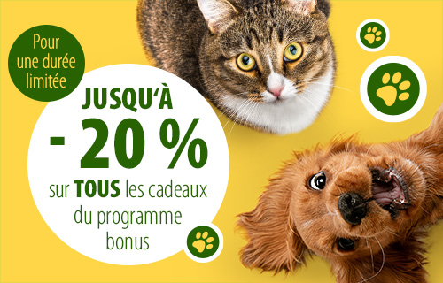 Jusqu'à 20 % de remise sur les produits du programme bonus !