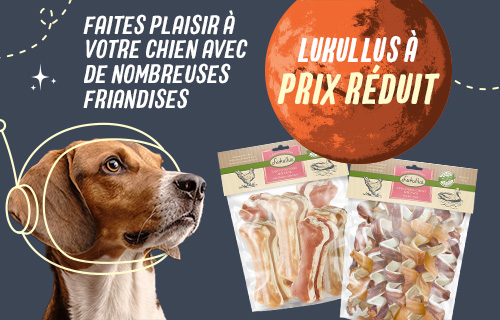 Friandises Lukullus Pack XXL 750 g pour chien : 30 % de remise !