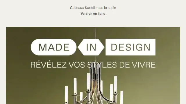 Newsletter de Made in Desing : 1er décembre : Kartell débute les festivités !