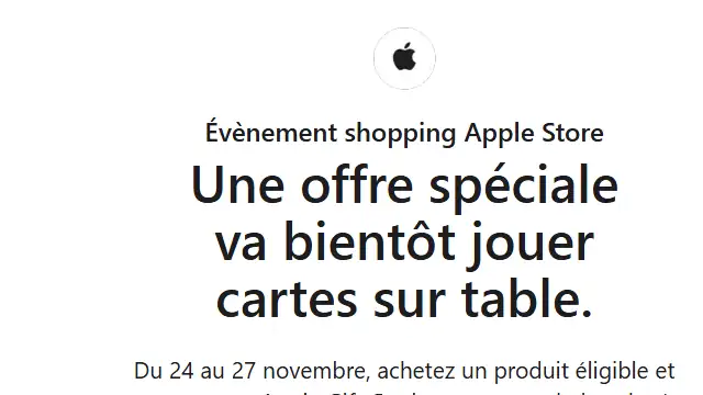 Newsletter de Apple : L’Évènement shopping Apple Store va bientôt commencer.