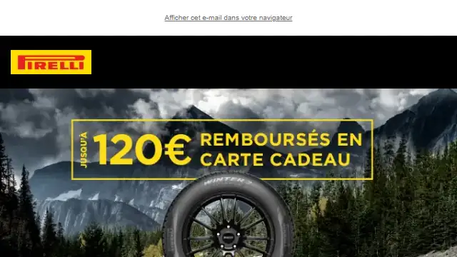Newsletter de Pirelli : Ne ratez pas la promotion Pirelli et économisez jusqu&rsquo;à 120€ !
