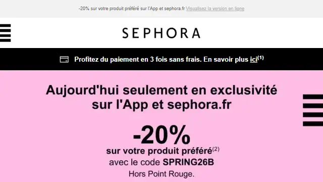 Newsletter de Sephora : Jusqu&rsquo;à ce soir : prolongation web de votre offre fidélité 🌸​