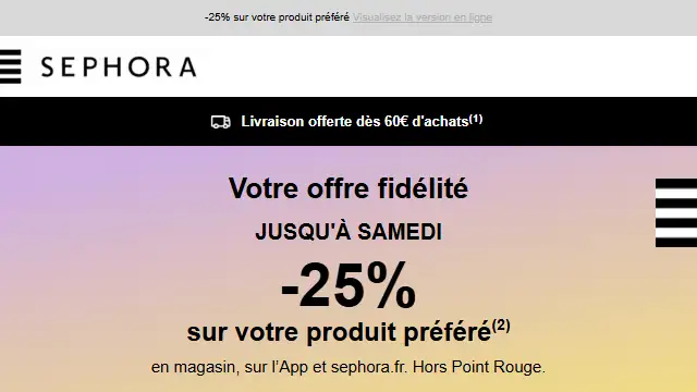 Newsletter de Sephora : Vite ! Votre offre expire bientôt ⌛