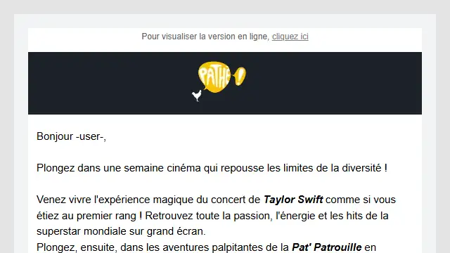 Newsletter de Pathé-Gaumont : Votre semaine du 11 octobre au cinéma
